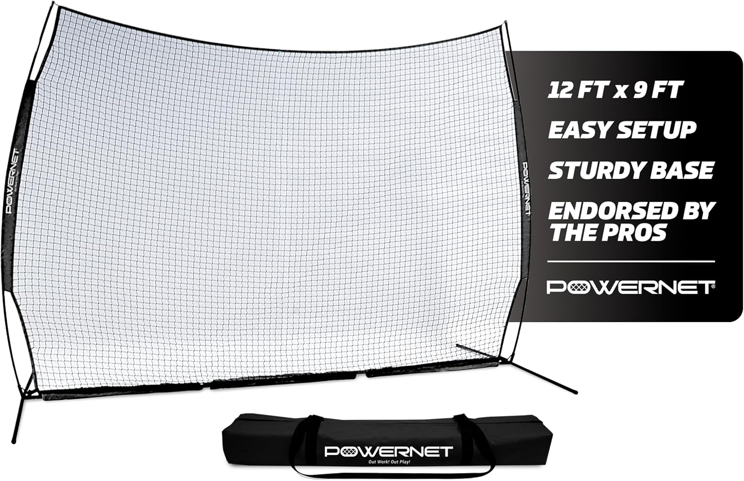 PowerNet Portable Sports Rebounder -Basketball, Volleyball, Soccer, Baseball, Softball and Lacrosse, Backyard & Garage Backstop, Indoor Outdoor Safety Net for Protection