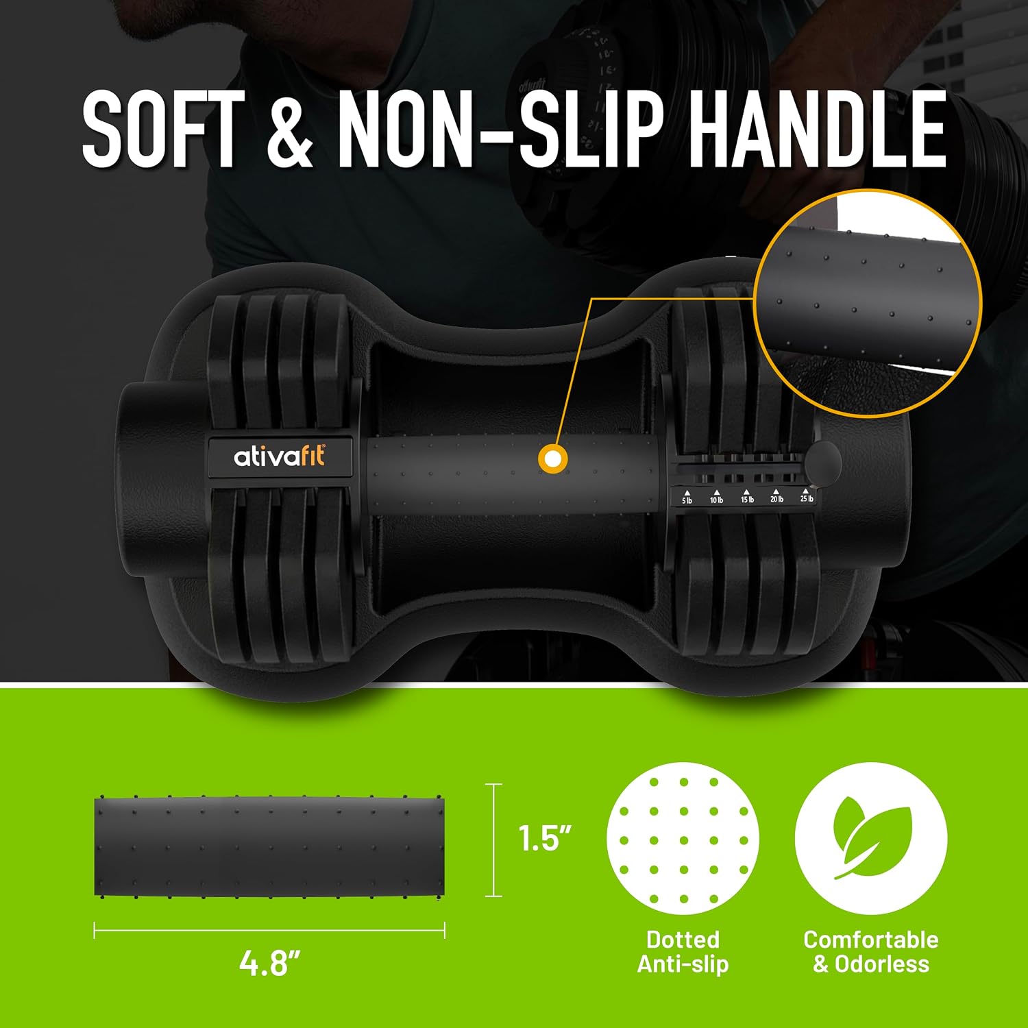 ATIVAFIT Adjustable Dumbbell Set of 2, 5–88LB Quick Dial Free Weights with Double Safety Lock, Anti-Slip Steel Handle & Storage Box, Space Saving Home Gym Equipment for Full Body Strength Training, Suitable for Home Fitness Users