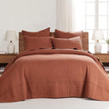 Levtex Home Cross Stitch Reversible King Bedspread Set (120x104in) with 2 Pillow Shams (36x20in) - Stitch Texture - Adobe - Cotton King Size Bedspread Set - Soft, Pre-Washed