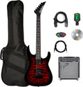 Jackson JS Series Dinky JS11Q Electric Guitar - Transparent Red Bundle with Frontman 10G Amplifier, Gig Bag, Tuner, Strap, Cable, Picks, and Austin Bazaar Instructional DVD