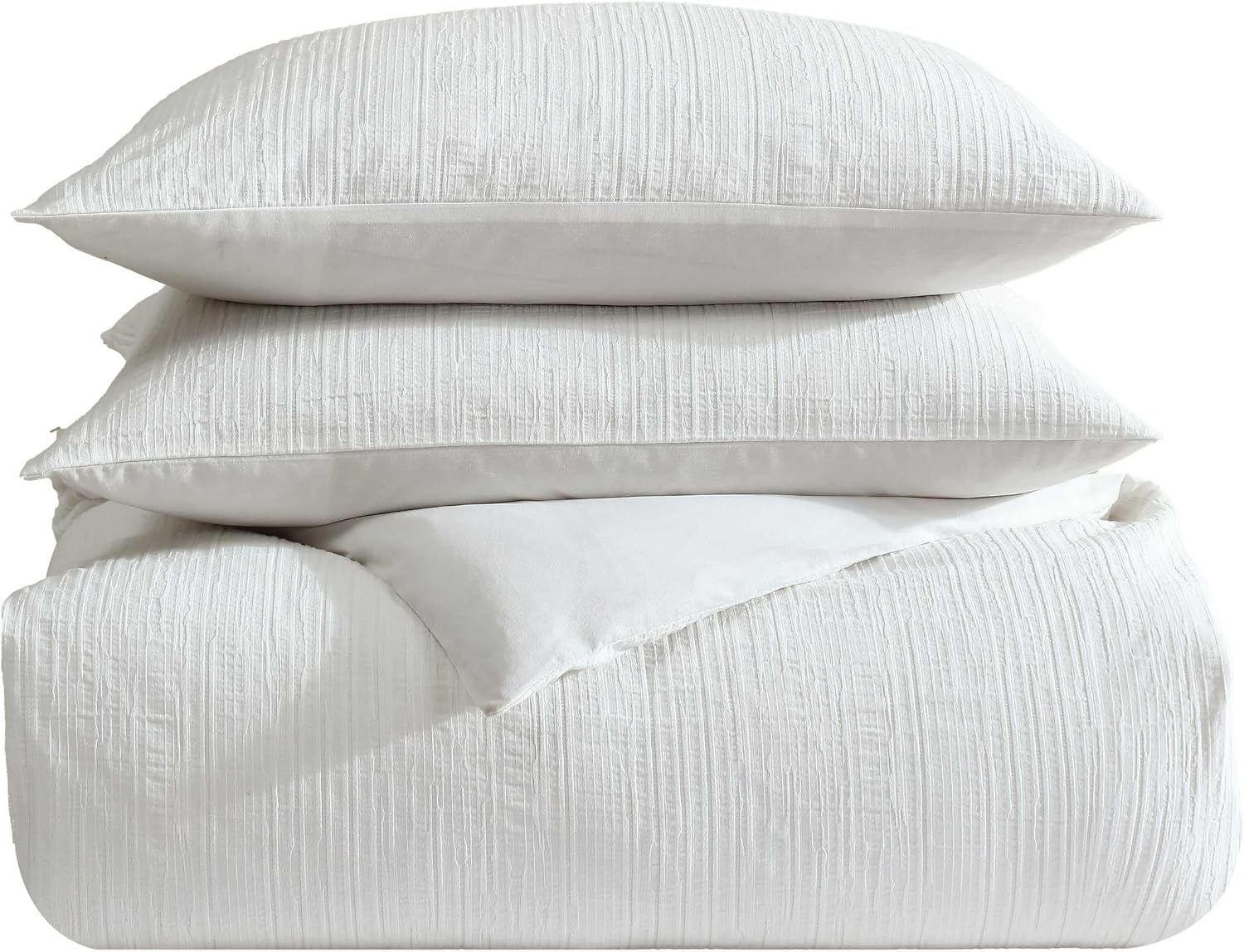 Vera Wang - Comforter Set, Luxurious Bedding Set with Matching Shams, Grid Pattern Design, Chic Room Essentials (Bark Texture White, Queen)