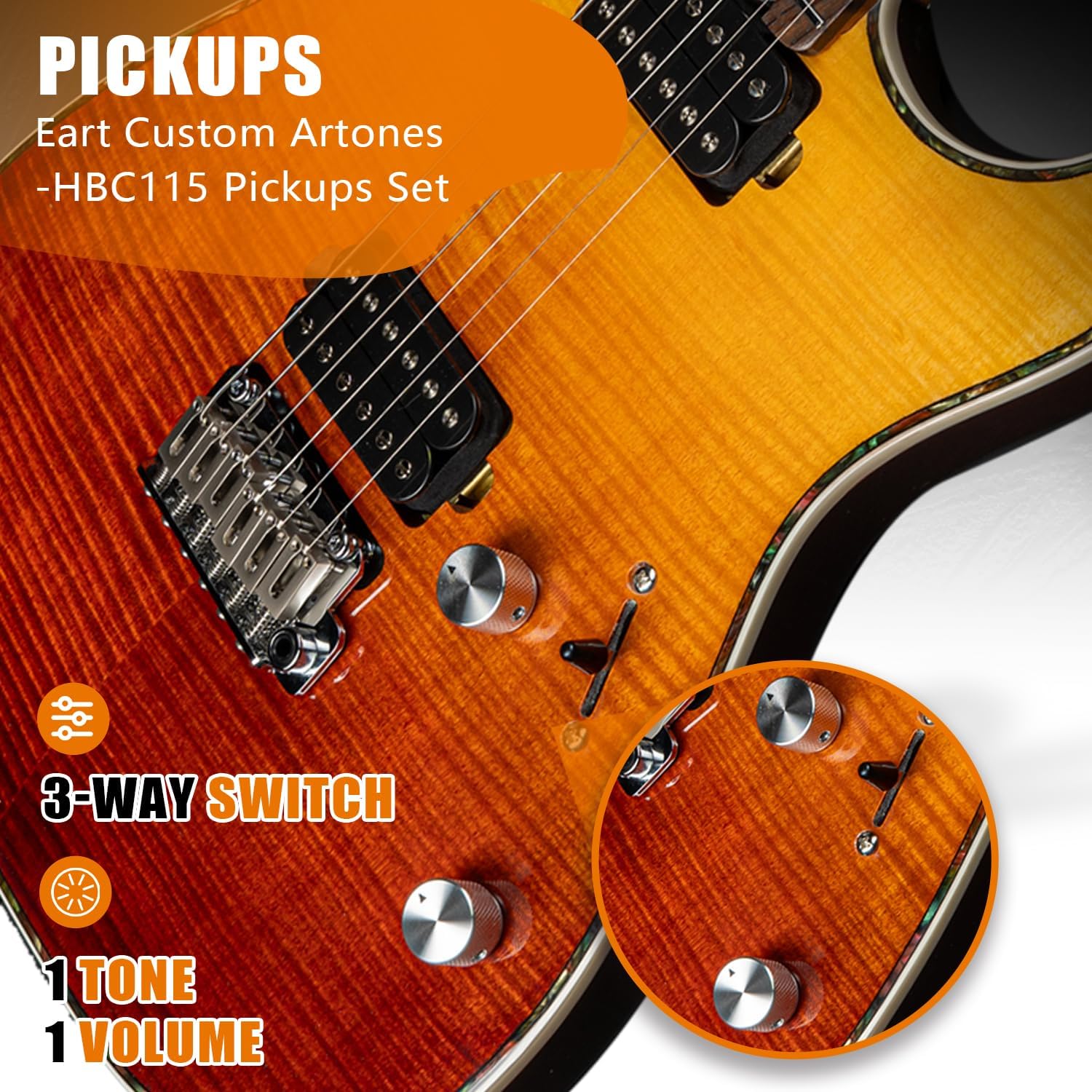 EART EYP-Elite Soild Body Electric Guitar with Roasted Mahogany Custom Artones-HBC115 Pickups NK-Arch-Top Body,Gloss Electric Guitar