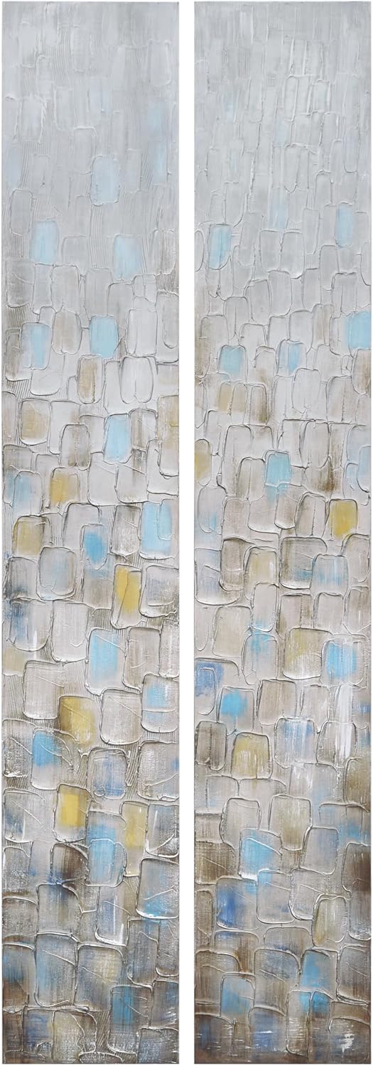 Empire Art Direct Abstract Wall Art Textured Hand Painted Canvas by Martin Edwards, Diptych, 72' x 12' each, Cosmopolitan