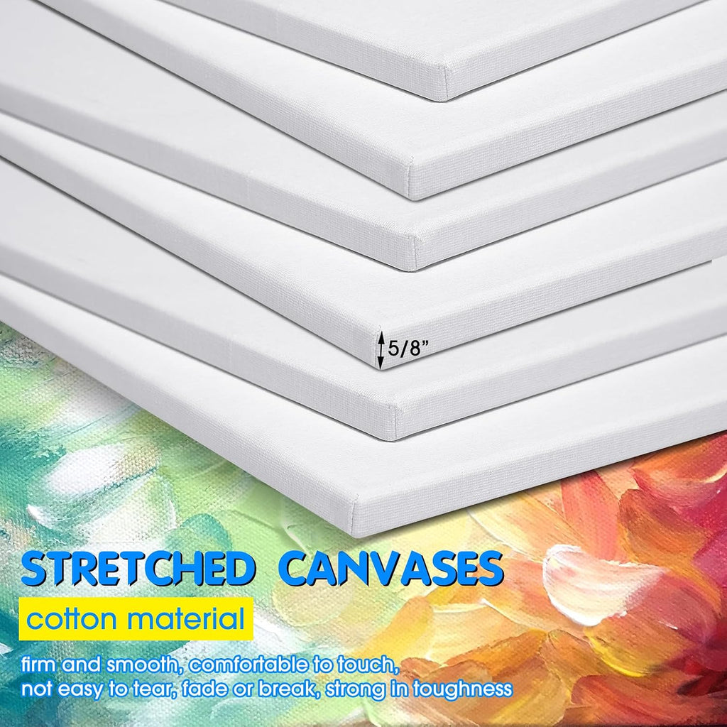 Sherr 6 Pcs 48 x 36 Inch Large Canvas for Painting Cotton Stretched Canvas Blank White Canvases Triple Primed Painting Profile Blank for Watercolor Acrylics Oil