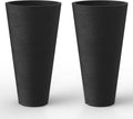 Kante Tall Round Planter Set of 2, 23' H Large Decorative Planter Pots for Outdoor Indoor Garden Patio Front Porch (Black)