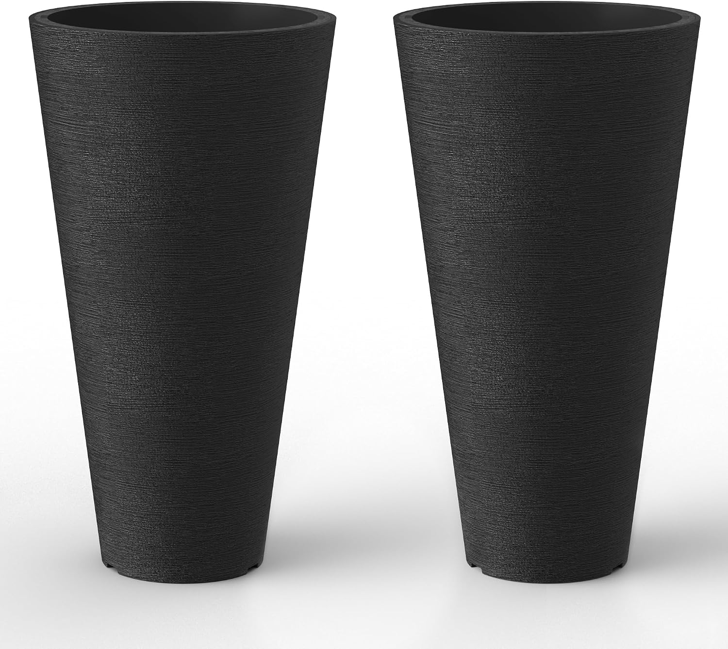 Kante Tall Round Planter Set of 2, 23' H Large Decorative Planter Pots for Outdoor Indoor Garden Patio Front Porch (Black)