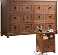 Joaxswe Farmhouse Furniture Set, Nightstands with Charging Station and 6 Drawers Dresser for Bedroom, 54 Inch Wide Wood Dresser and 18' Night Stands for Bedroom, Living Room, Hallway