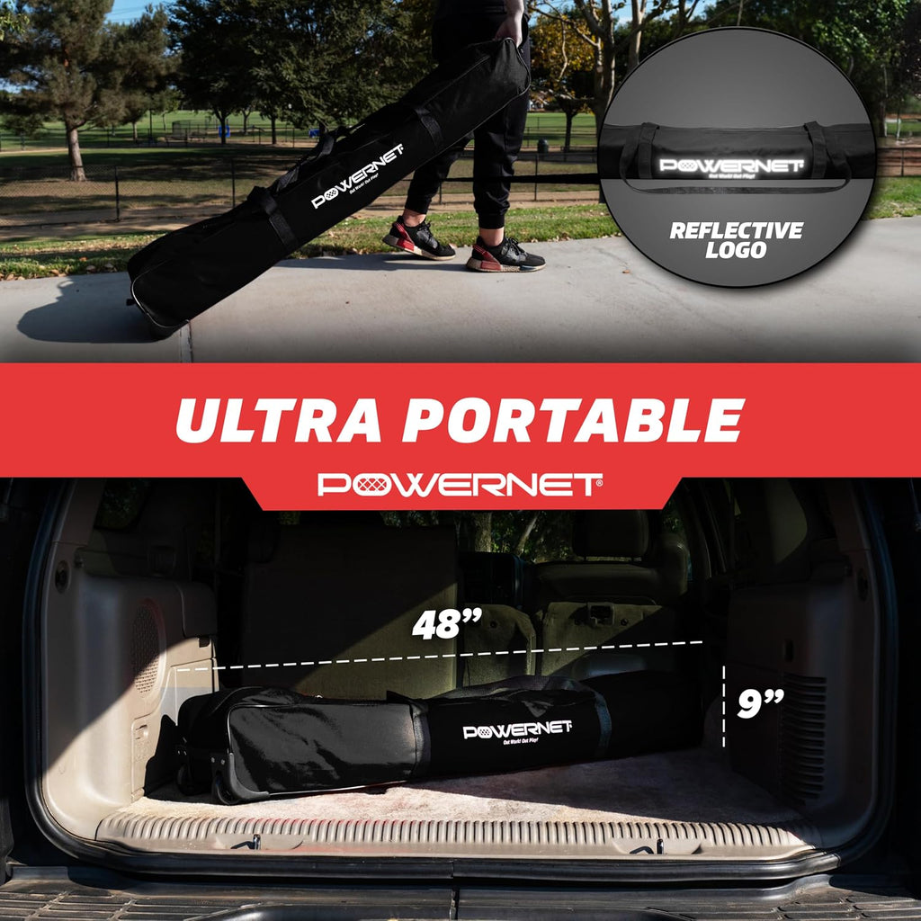 PowerNet Portable Sports Rebounder -Basketball, Volleyball, Soccer, Baseball, Softball and Lacrosse, Backyard & Garage Backstop, Indoor Outdoor Safety Net for Protection