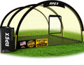 Apex Sports Portable 22ft x 12ft x 8ft Baseball & Softball Batting Cage with Pitching Machine Hole, 3ply 1.25'' Yellow Netting, Secure Steel Poles, 12.7MM Fibreglass Poles, Carry Bag Included
