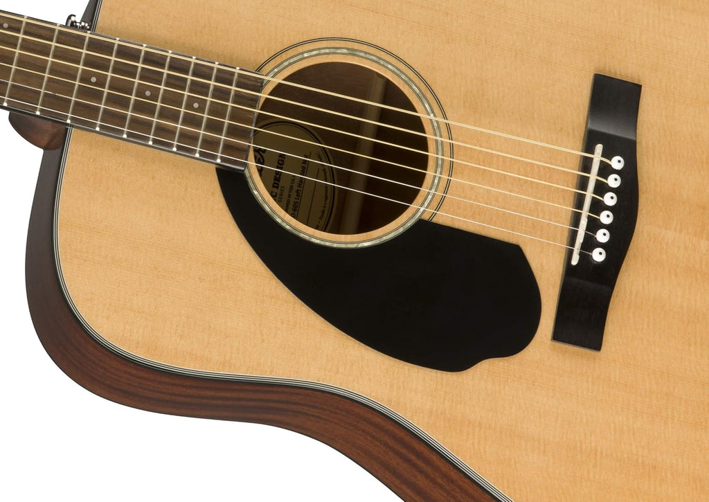 Fender CD-60S Solid Top Dreadnought Acoustic Guitar, Left Handed - Natural Bundle with Gig Bag, Tuner, Strap, Strings, Picks, and Austin Bazaar Instructional DVD