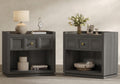 SICOTAS Night Stand Set 2, 26' Wide Nightstands with Drawer, Large Queen Size Nightstands Set of 2, Modern Bedside Table for Bedroom, Side End Table (Dark Grey Oak, 26-Inch)