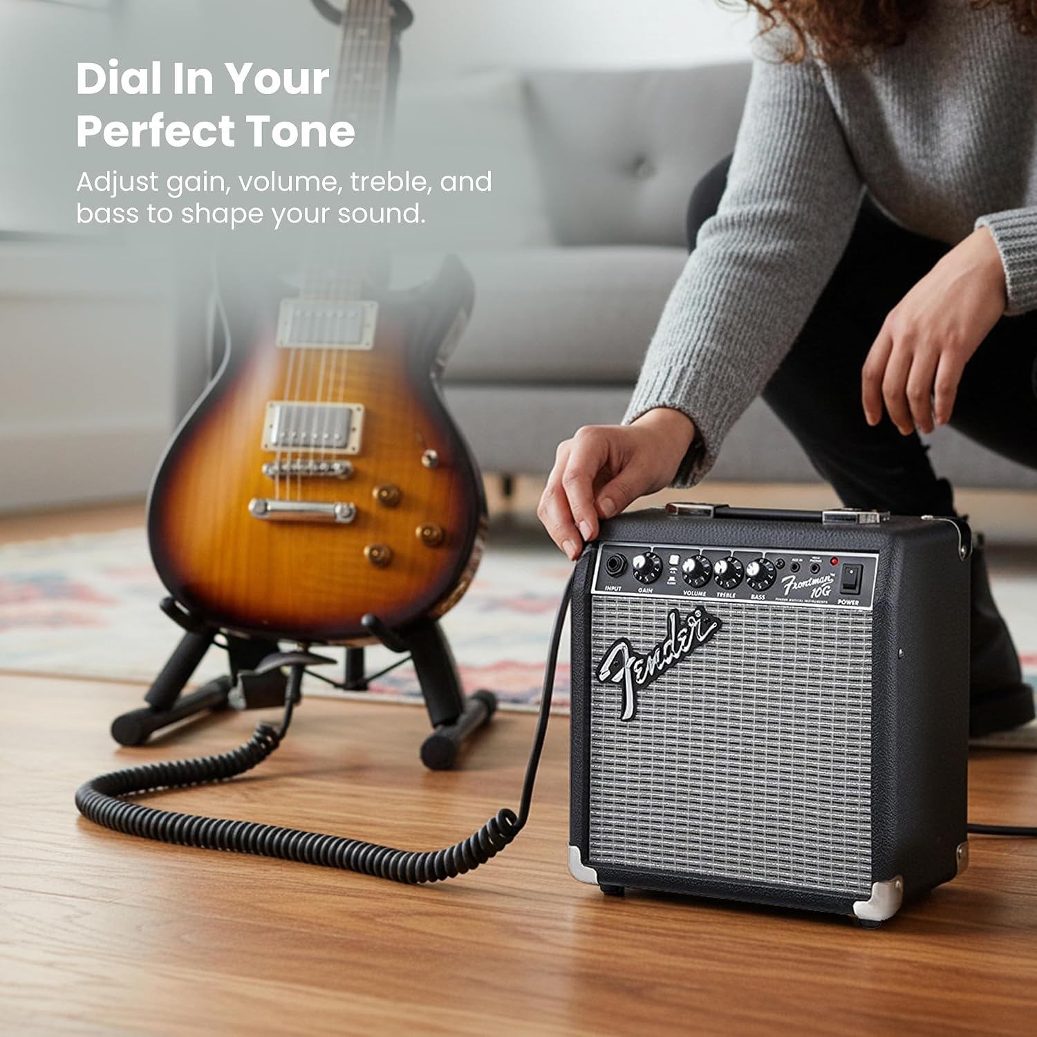 Fender Frontman 10G Guitar Combo Amplifier - Black Bundle with Cable and Austin Bazaar Exclusive 12-Pack Picks