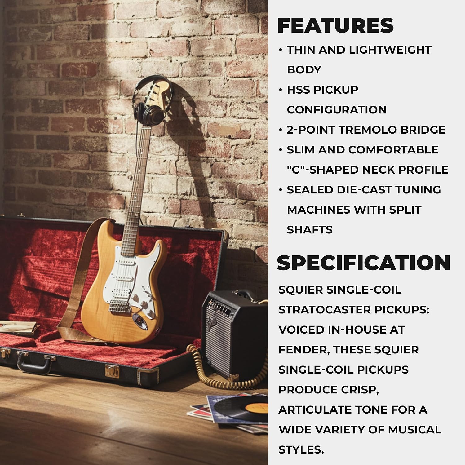 Squier Affinity Series FSR Stratocaster Electric Guitar, Natural, Laurel Fingerboard