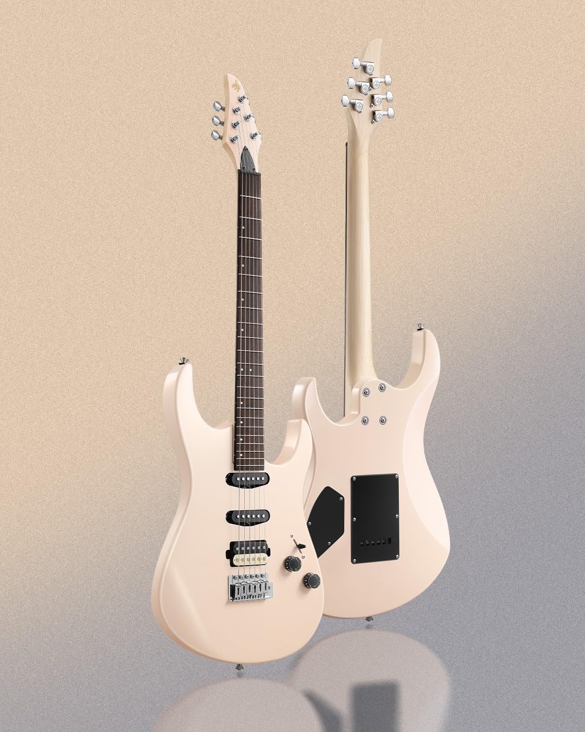 Donner DMT-66 Solid Body Electric Guitar Kit for Beginners, Full Size 39 Inch Electric Guitar with HSS Pickups, Poplar Body, Maple Neck, Starter Guitar with Gig Bag, Strap, Whammy Bar, Wrench, Pink