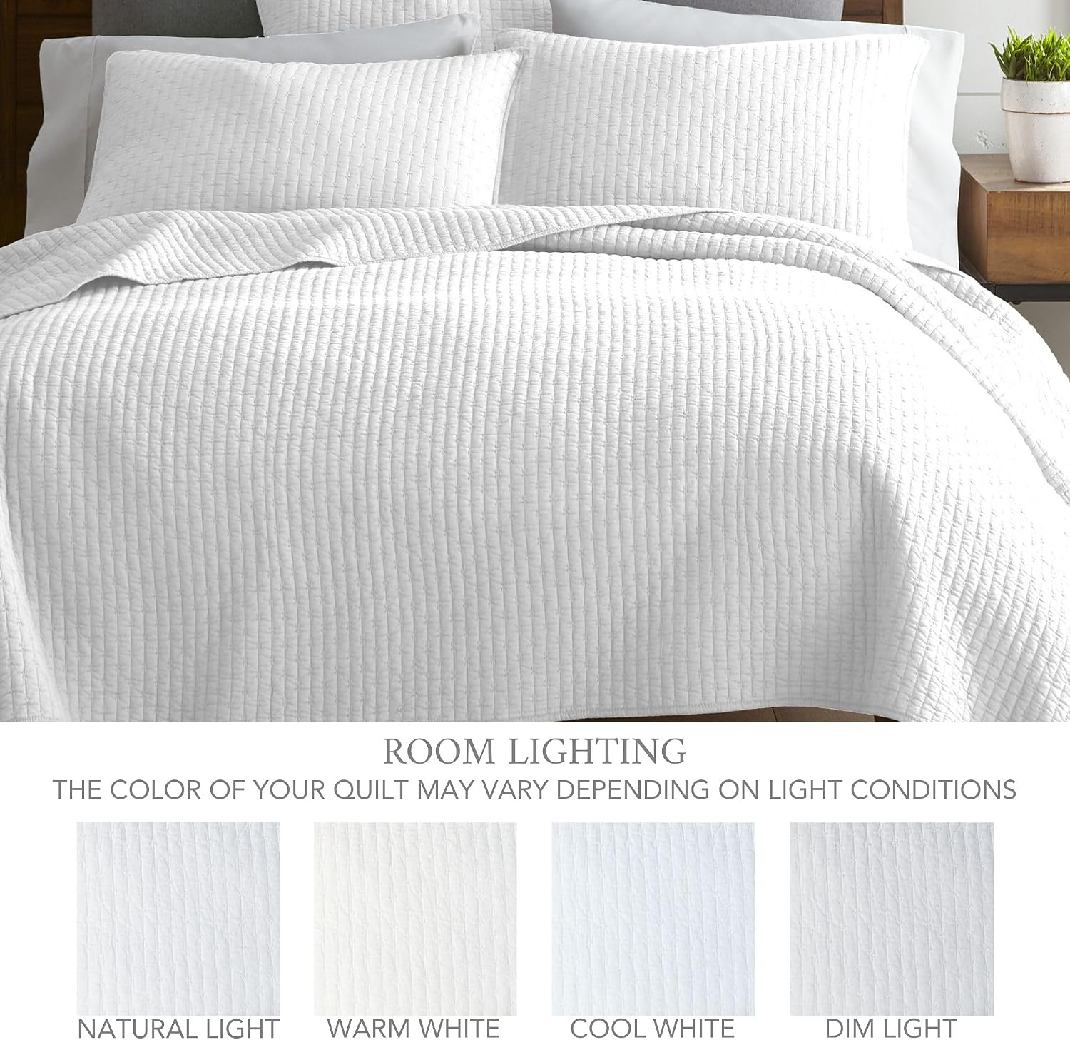 Levtex Home Cross Stitch Reversible Twin XL/Twin Quilt Set (68x86in) with 1 Pillow Sham (26x20in) - Stitch Texture - Bright White - Cotton Twin Size Quilt Bedding Set - Lightweight, Soft, Pre-Washed