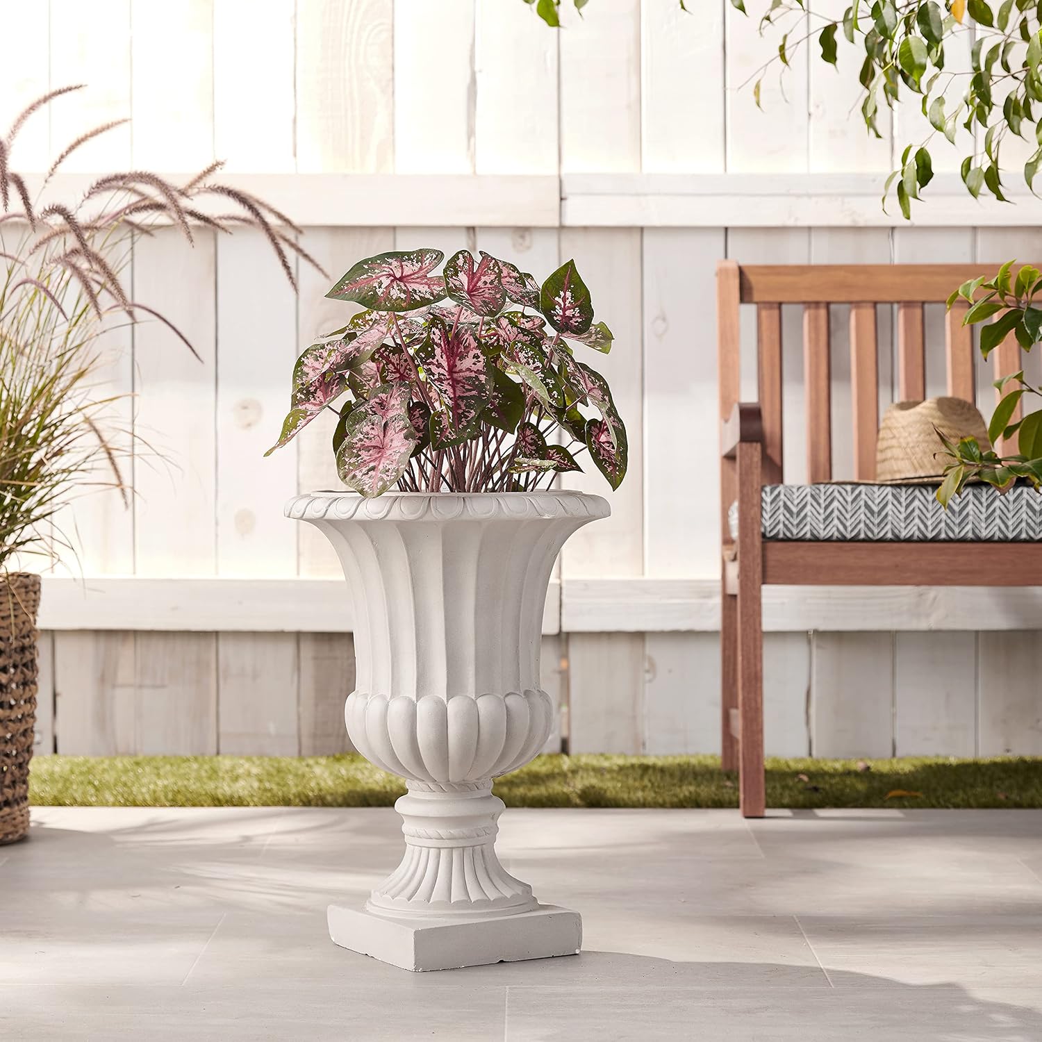 Nearly Natural 20.25' Large Sand Colored Urn Indoor/Outdoor) Planter