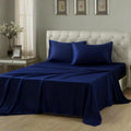 Mulberry Park 100% Silk Sheet Set - 30 Momme, Grade 6A Charmeuse Mulberry Silk - 4pc Set, King Size with 16' Deep Pocket Fitted Sheet, Navy