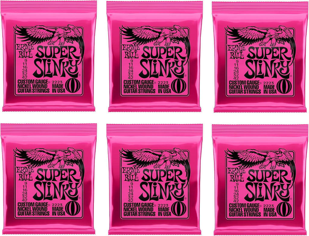 Ernie Ball Super Slinky Nickel Wound Electric Guitar Strings, 9-42 Gauge (P03023) (Pack of 60)