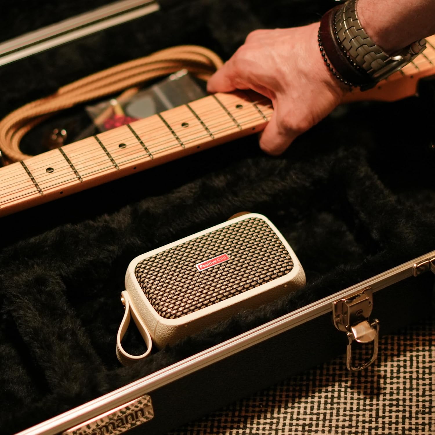 Positive Grid Spark GO 5W Ultra-Portable Smart Guitar Amp, Headphone Amp & Bluetooth Speaker with Smart App for Electric Guitar, Acoustic or Bass – Pearl