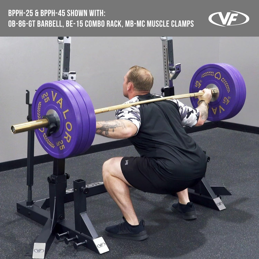 Valor Fitness Polyurethane Olympic Bumper Plates - 25lbs ea. -Set of 2 - Purple Heart Edition Weight Plate - 2 in Center Steel Ring - Military Home Gym Workout Equipment -BPPH-25