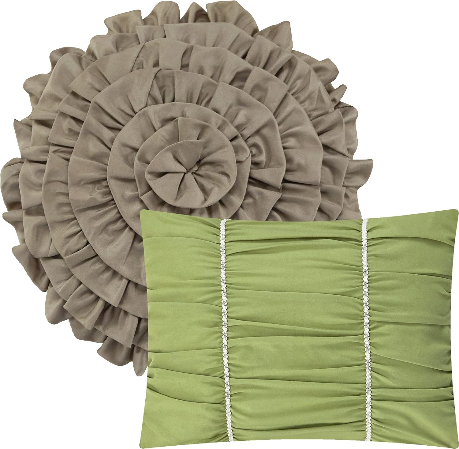 Stratford Park Green/White Bed Sets Queen with Comforter, 10 Piece, Microfiber Print All Season Premium Bedding Set,1 Flat Sheet,1 Fitted Sheet