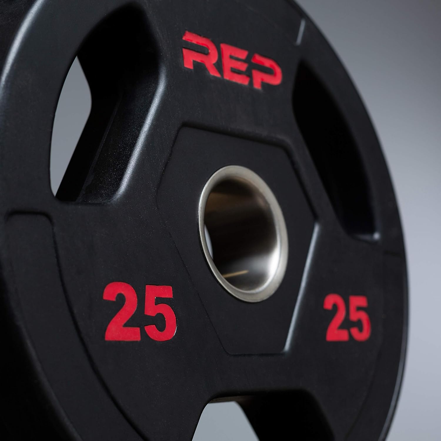 REP Fitness Rubber Coated Olympic Plates, Updated Design - Tri-Grip Olympic Barbell Weights – Sold in Pairs and Sets…