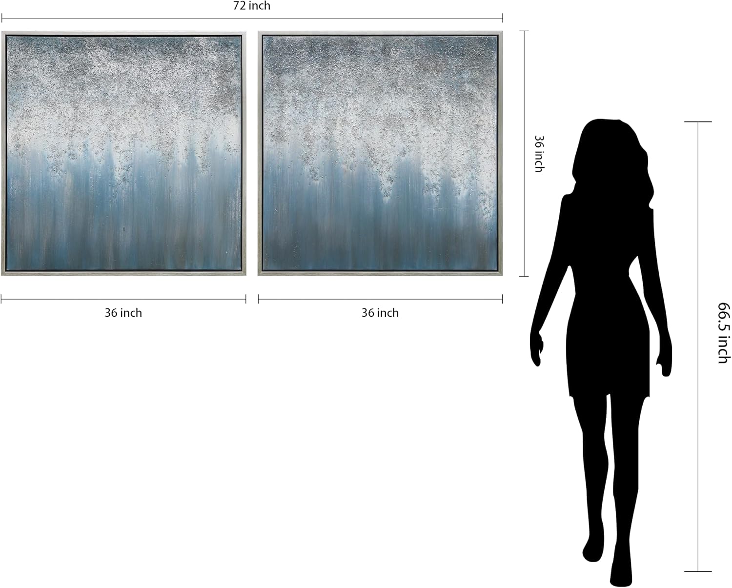 Empire Art Direct Abstract Wall Art Textured Hand Painted Canvas by Martin Edwards, Diptych, 36' x 36' each, Blue Rain