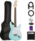 Fender Squier Stratocaster Electric Guitar - Daphne Blue Bundle with Amplifier, Gig Bag, Cable, Strap, Picks, and Austin Bazaar Instructional Video
