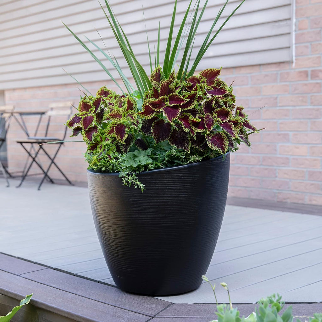 Mayne 8879-B Modesto 20in Round Patio Planter, Black