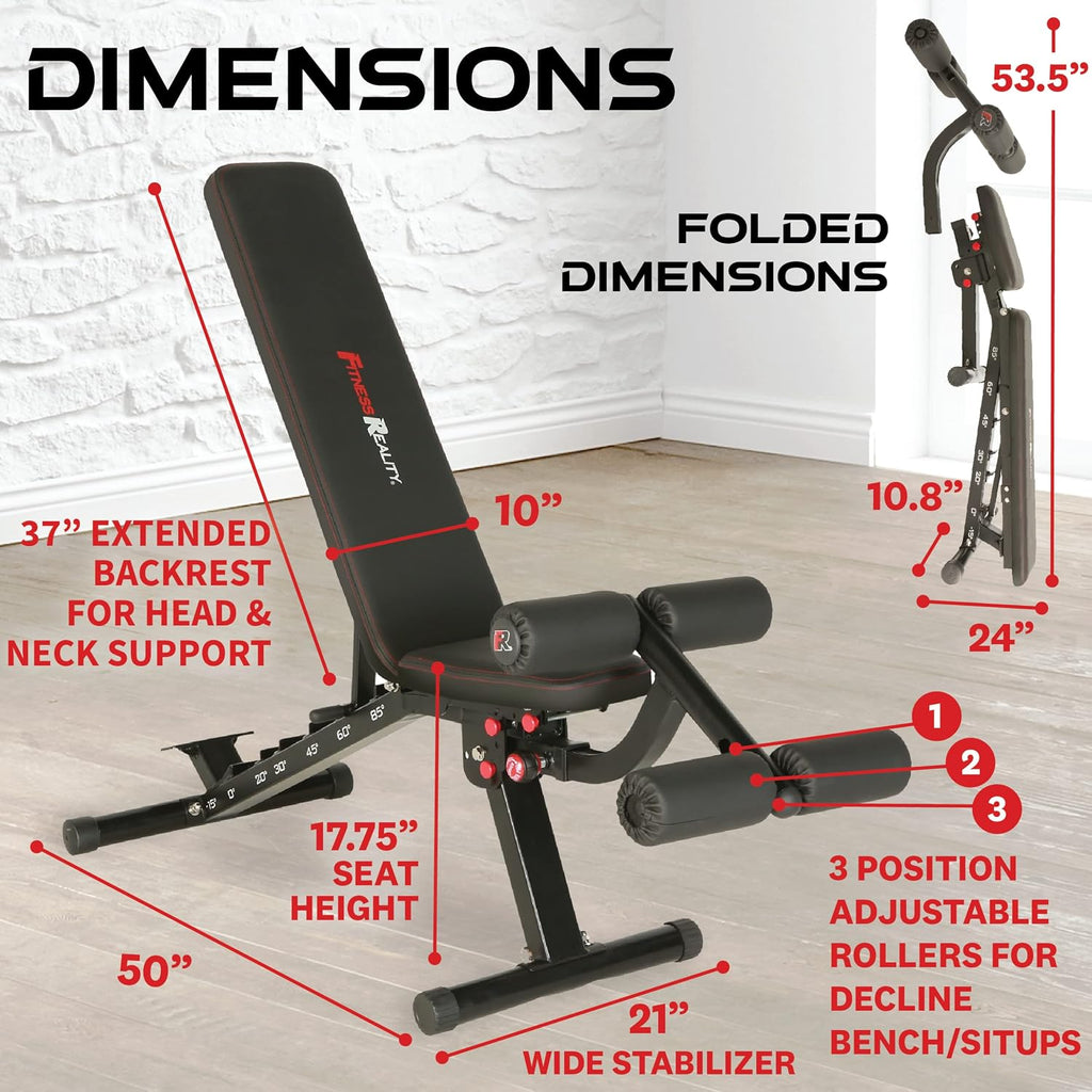 Fitness Reality 2000 Super Max XL High Capacity NO Gap Weight Bench with Detachable Leg Lock-Down