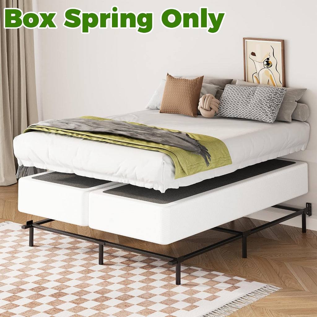 EMODA 7 Inch Split Queen Box Spring, 3500LBS Heavy Duty Metal Box Spring for Queen Bed Mattress Foundation with Fabric Cover, Noise-Free, Non Slip, Easy Assembly