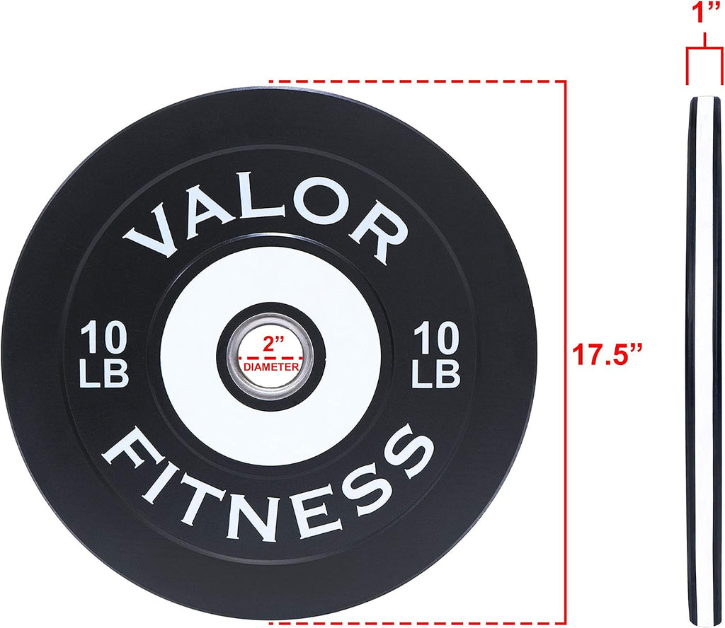 Valor Fitness Olympic Bumper Plate Pro - Weight Plates - Lifting Strength Conditioning Cross Training Workouts – Sold in Singles, Pairs, Sets - Workout Equipment