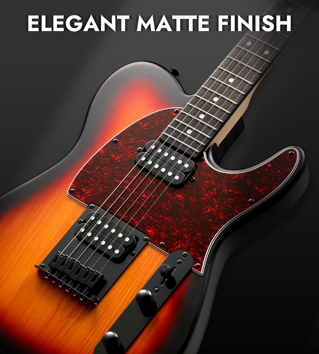 Tostar Electric Guitar: HH Humbuckers, Fixed Hardtail Bridge & Smoked Matte Finish, 3-Way Switch, 39' Solid Body Electric Guitar for Intermediate Players, Guitarra Eléctrica, Birthday Gifts, Sunburst