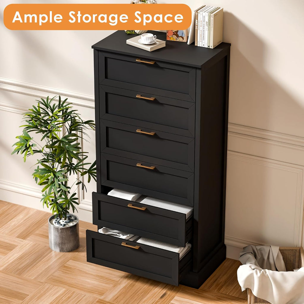 Zamildon's Dresser Bedroom, 55' Tall Dressers for Bedroom with Anti-Tip Device, Black Dresser Modern Storage Closet with Handle for Hallway,Entryway