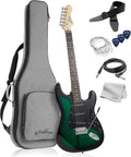 Ashthorpe 39-Inch Electric Guitar (Green-Black), Full-Size Guitar Kit with Padded Gig Bag, Tremolo Bar, Strap, Strings, Cable, Cloth, Picks
