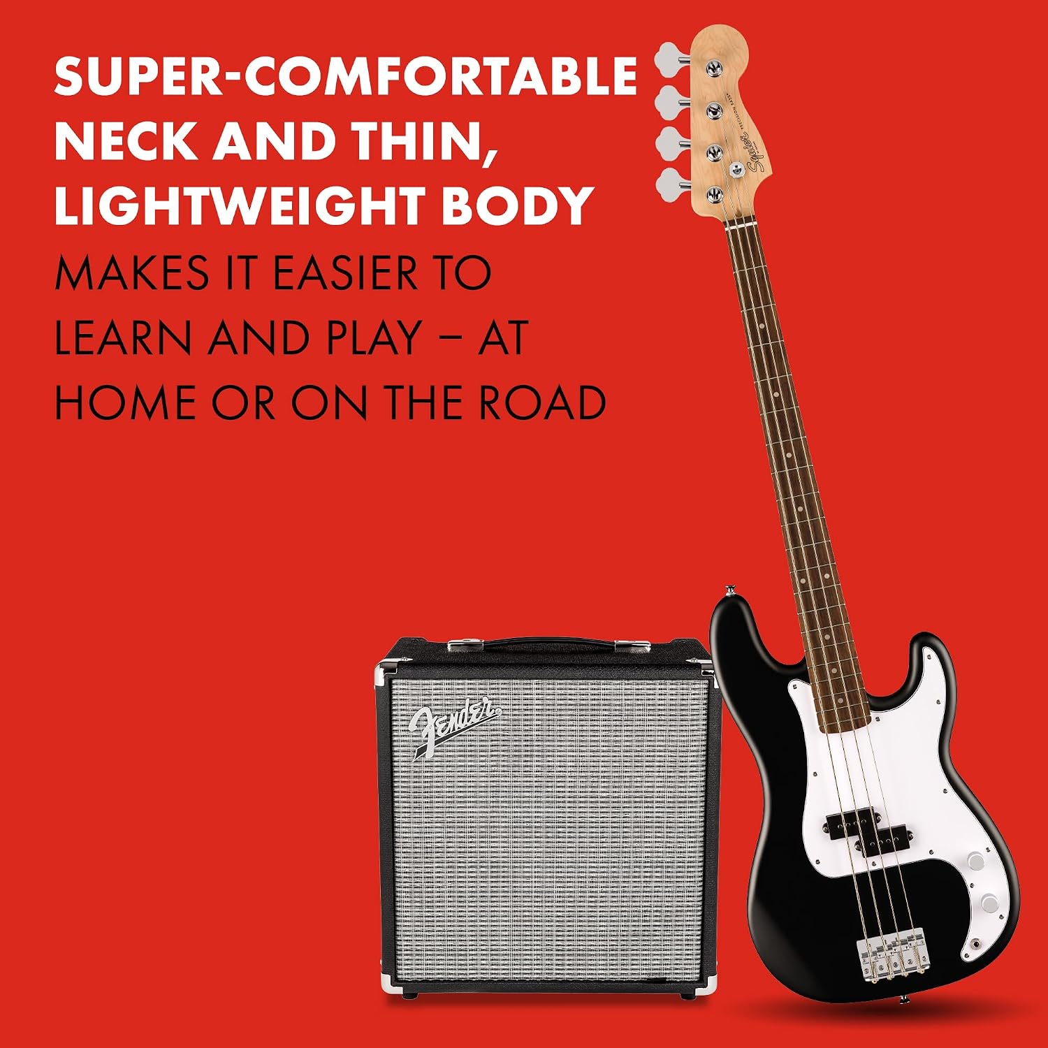 Fender Squier Debut Series Precision Bass Guitar, Beginner Guitar, with 2-Year Warranty, Includes Free Lessons, Black with Matte Finish