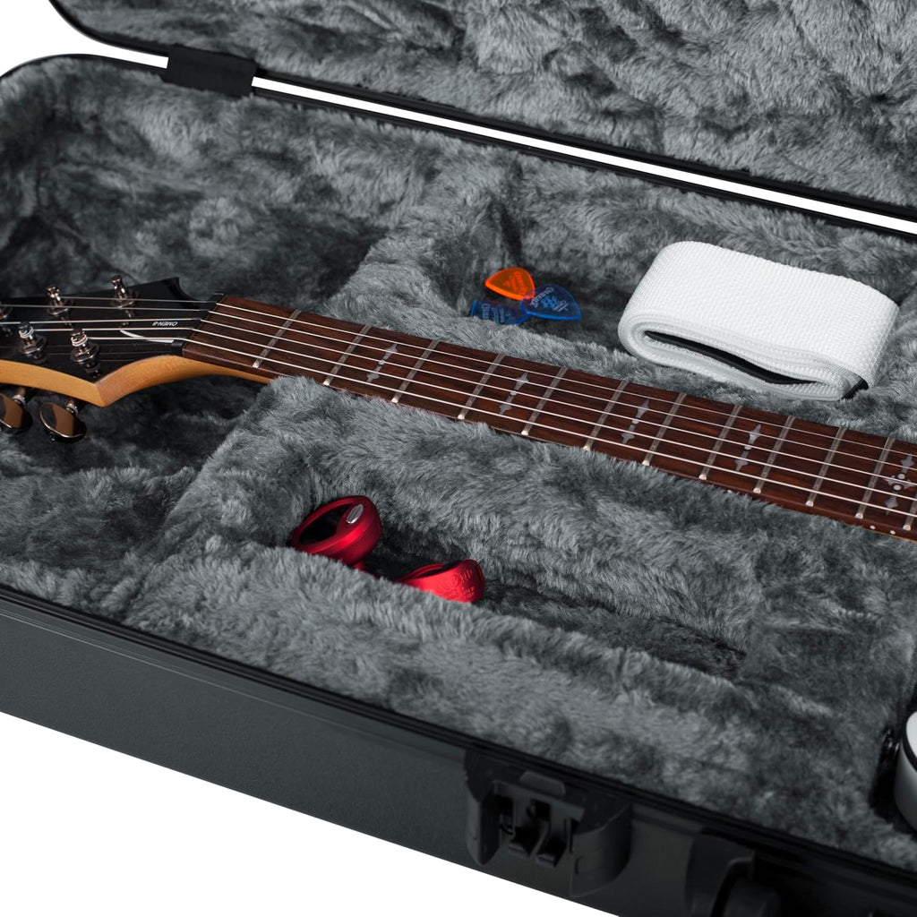 Gator Cases Molded Flight Case for Electric Guitar with Internal LED Lighting and TSA Approved Locking Latch, (GTSA-GTRELEC-LED)