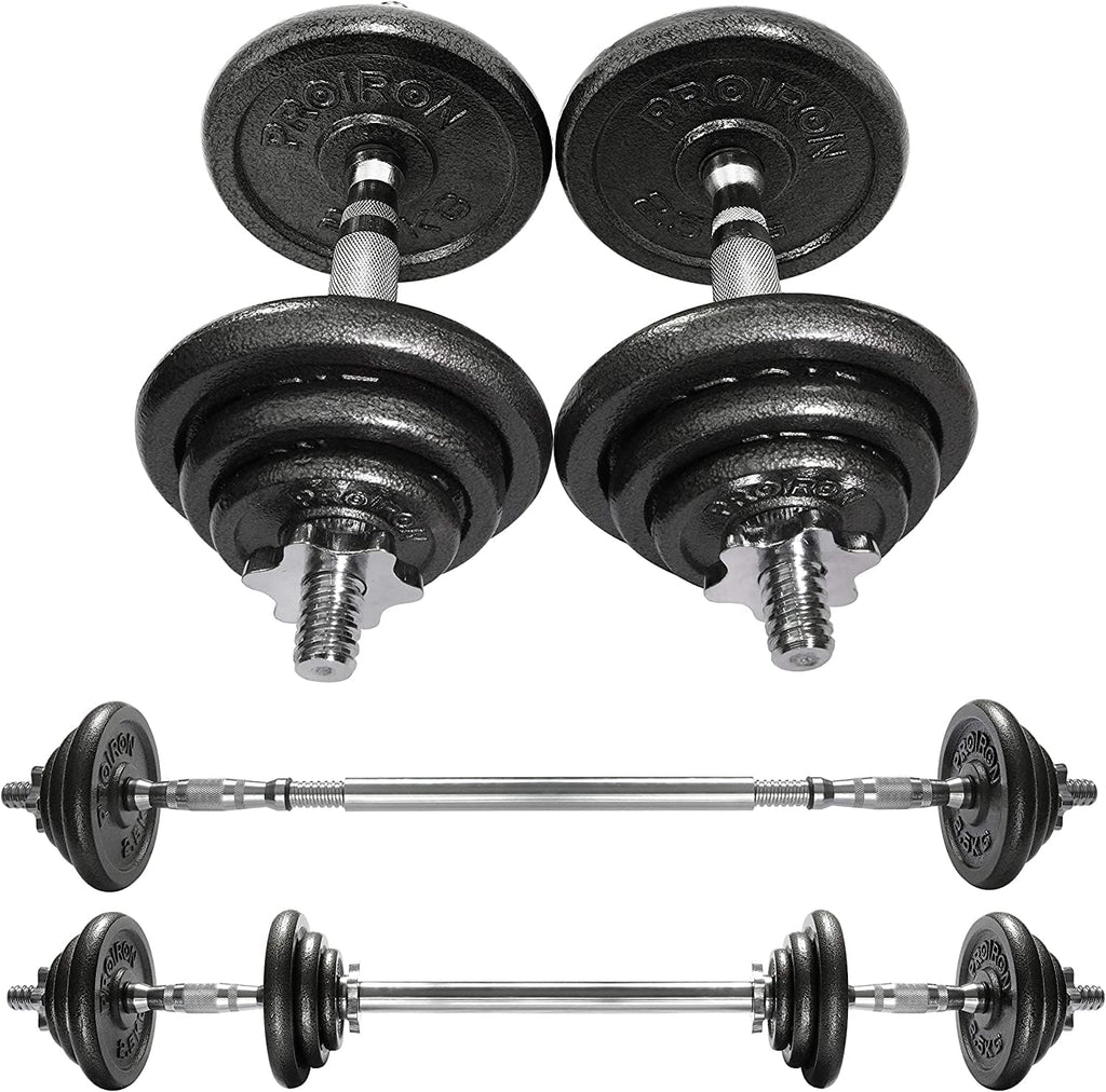 PROIRON 20kg/30kg Adjustable Dumbbells Weights set for Men Women, Cast Iron Dumbell Barbells set, Strength Training Equipment Home Gym Fitness, Hand Weights, Free Weights Bar Bell for Weight Lifting