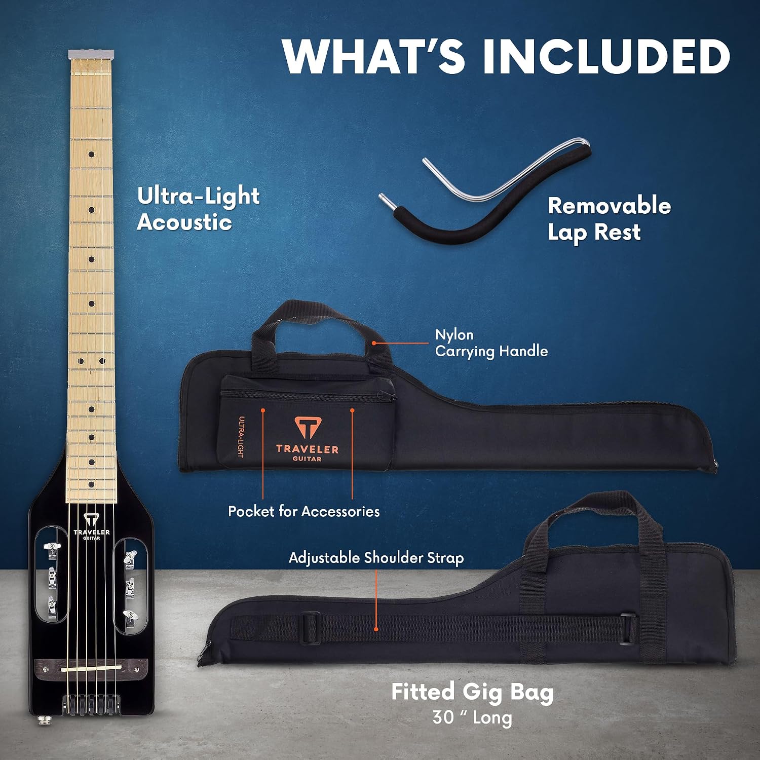 Traveler Guitar Ultra-Light Acoustic Acoustic-Electric Guitar, Black Gloss