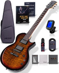 AKLOT 24-Fret Electric Guitar Kit – Single Cut (LP Style), Modern Playability with Coil-Split Humbucker Pickups, Essential Accessories Included, Inferno Burst