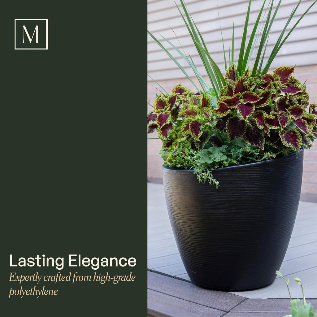Mayne 8879-B Modesto 20in Round Patio Planter, Black