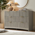 Pipishell Fluted 7 Drawers Dresser for Bedroom, 47' Wooden Drawers with Metal Handle, Dressers with Round Corner Design, Closet Storage Organizer for Bedroom, Hallway, Grey