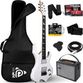 Pyle Heavy Metal EG Fire Electric Guitar Axe w/ Amplifier Kit, Full Size Instrument w/ Practice Amp & Accessories, Metal Axe, White