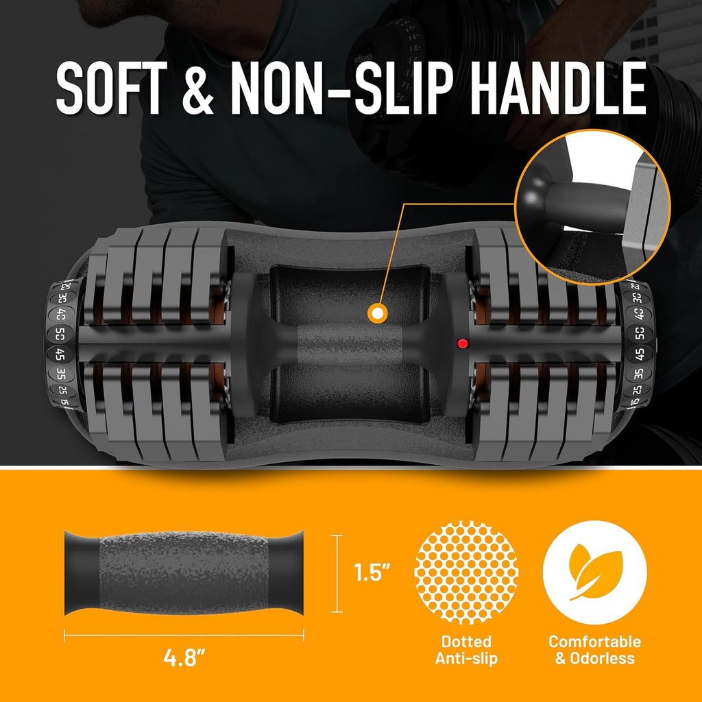 ATIVAFIT Adjustable Dumbbell Set of 2, 5–88LB Quick Dial Free Weights with Double Safety Lock, Anti-Slip Steel Handle & Storage Box, Space Saving Home Gym Equipment for Full Body Strength Training, Suitable for Home Fitness Users