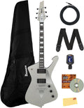 Ibanez PS60 Paul Stanley Electric Guitar - Silver Sparkle Bundle with Gig Bag, Tuner, Instrument Cable, Picks, Austin Bazaar Instructional DVD, and Polishing Cloth