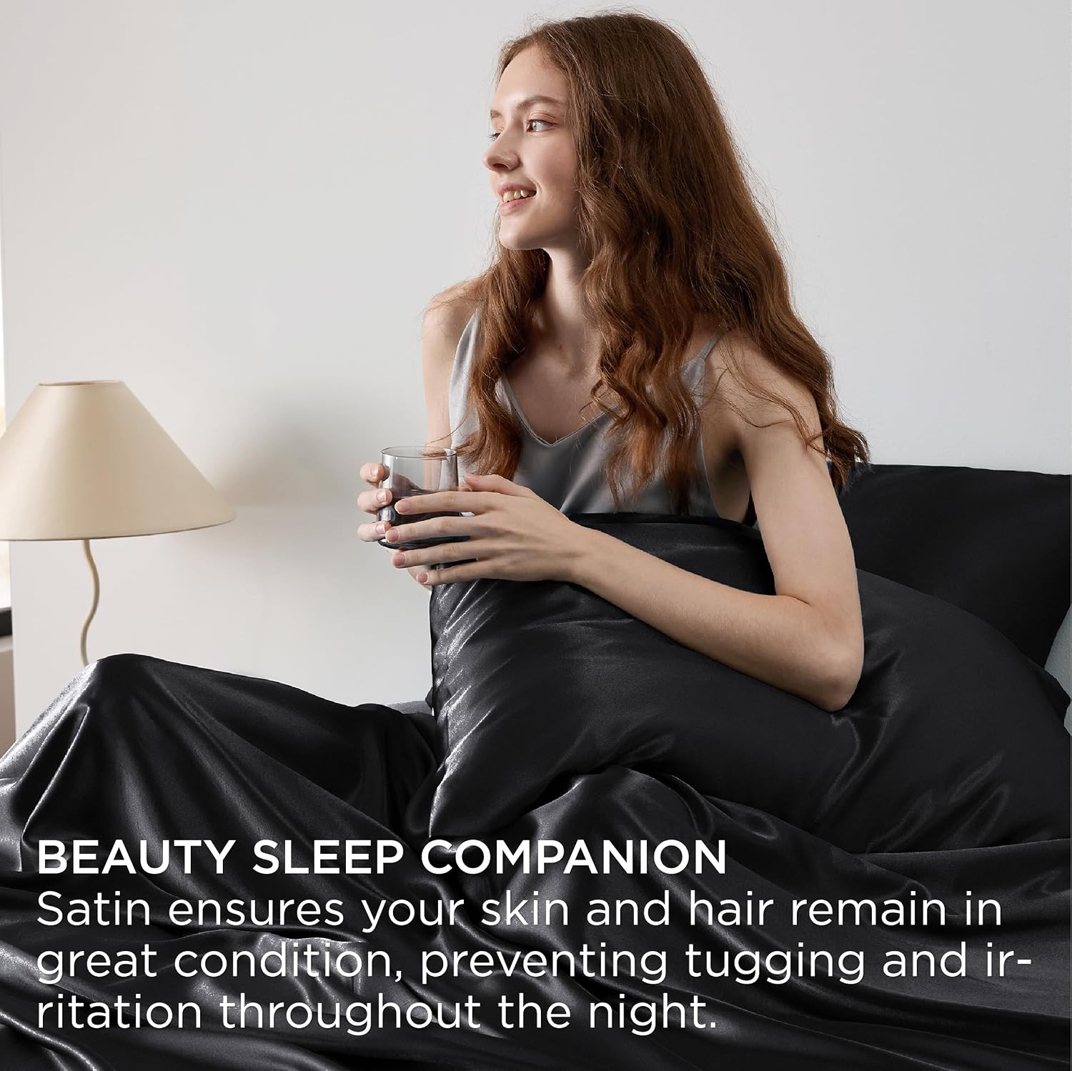 4 Pieces Sheet Set, 100% Mulberry Silk Bed Sheets Fits 10-12' Deep Pocket, 22 Momme Emperor Size 6A Luxury Silk Bedding Set with Flat Sheet, Fitted Sheet & 2 Pillowcases (Solid, Black)