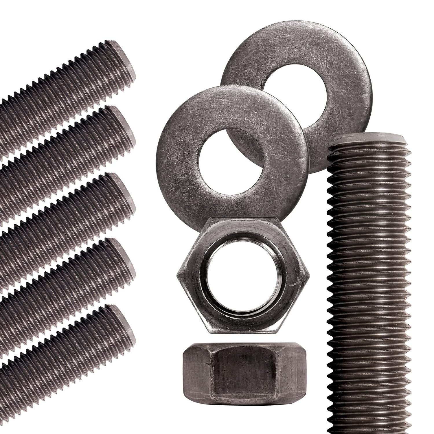 Conquest A307 Unfinished Threaded Rod 3/4'-10 x 24 Inches (6-Pack) - Coarse Threaded All-Thread Rods - ASTM A307 Grade A Standard