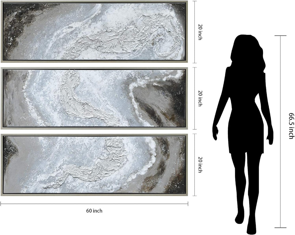 Empire Art Direct Abstract Wall Art Textured Hand Painted Canvas by Martin Edwards, Triptych, 60' x 20' each, Iced