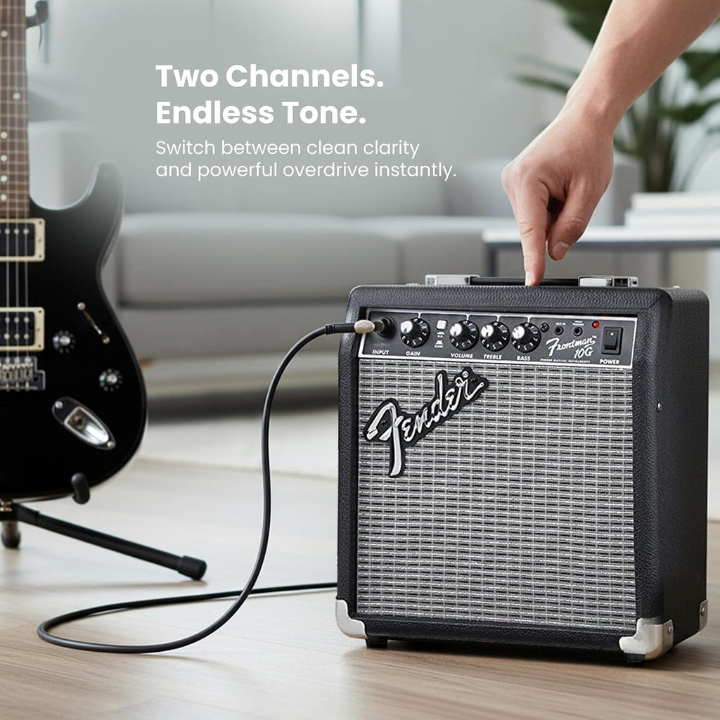 Fender Frontman 10G Guitar Combo Amplifier - Black Bundle with Cable and Austin Bazaar Exclusive 12-Pack Picks