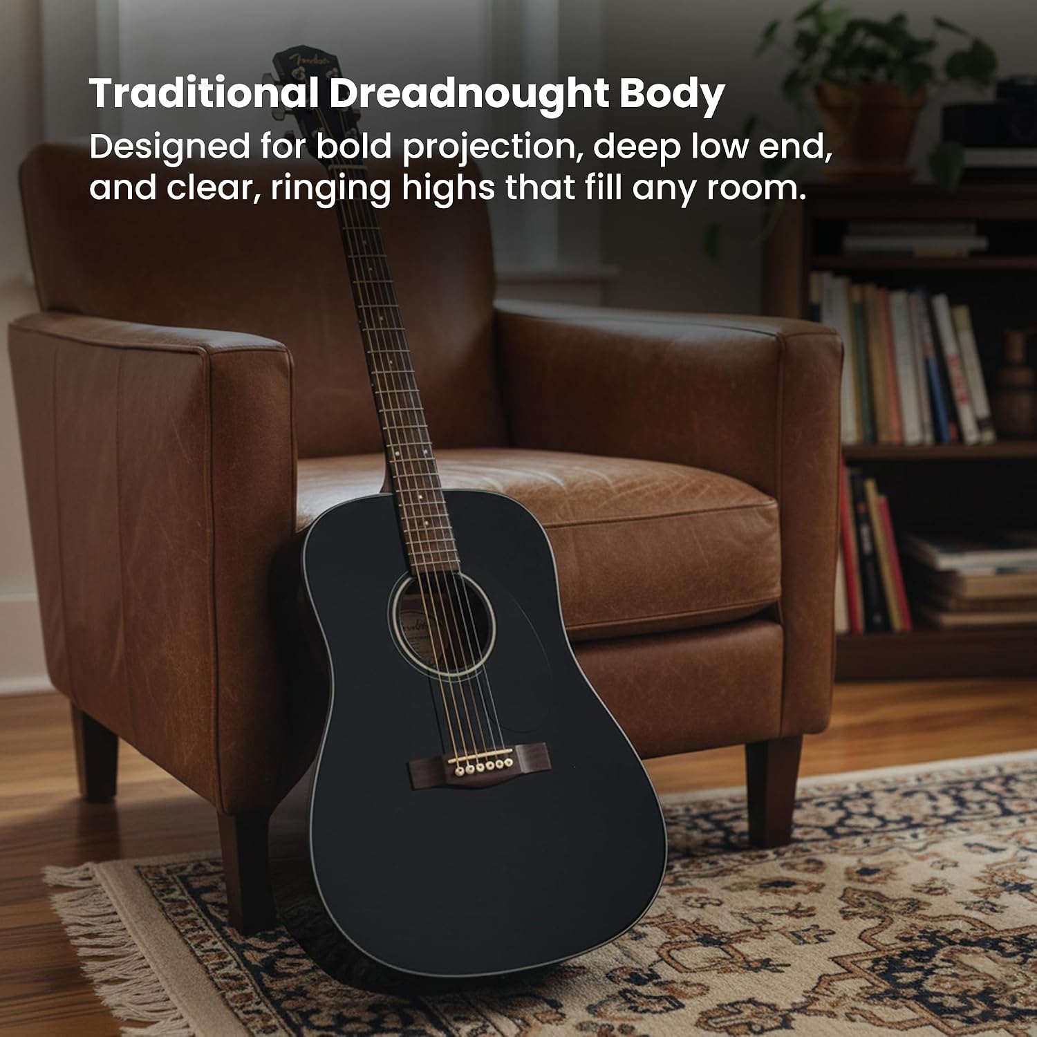 Fender CD-60S Solid Top Dreadnought Acoustic Guitar - Black Bundle with Gig Bag, Tuner, Strap, Strings, Picks, and Austin Bazaar Instructional DVD